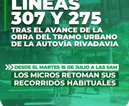 Obra del Rivadavia: vuelven los recorridos habituales de los colectivos
