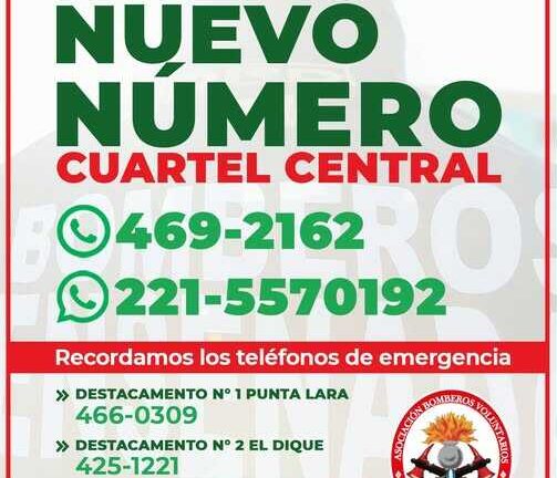 Nuevos números telefónicos del cuartel central de Bomberos