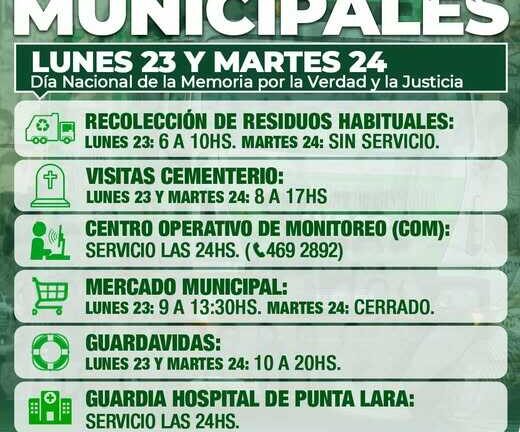 Servicios municipales en Ensenada durante el lunes 23 y martes 24 de marzo