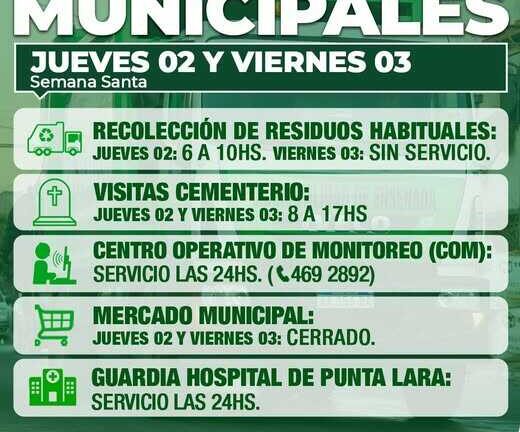 Servicios municipales durante Semana Santa: