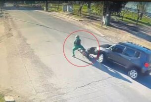 Fuerte choque en Punta Lara dejó herido a un motociclista